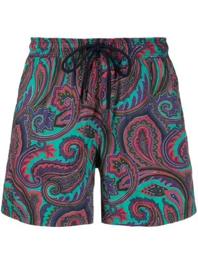 Shop Etro Paisley Print Swim Shorts In Green