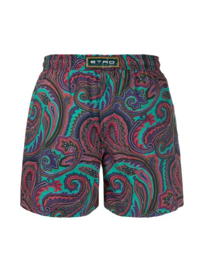 Shop Etro Paisley Print Swim Shorts In Green