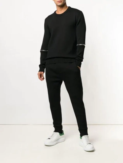 Shop Les Hommes Zip Embellished Sweater In Black