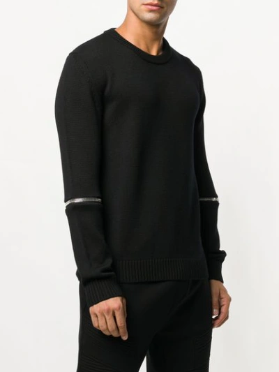 Shop Les Hommes Zip Embellished Sweater In Black