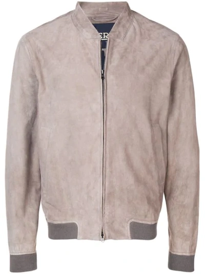 Shop Herno Goat Skin Bomber Jacket In Grey