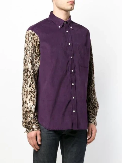 Shop Gitman Vintage Leopard Sleeve Shirt In Purple