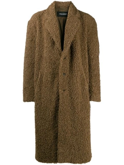 Shop Neil Barrett Oversized Shearling Coat In Brown