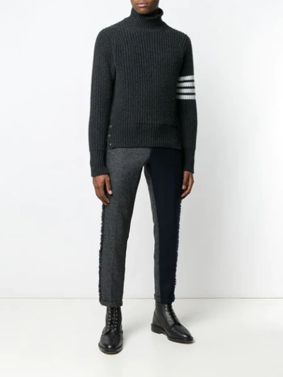 Shop Thom Browne Cardigan Stitch Cashmere Turtleneck In Grey