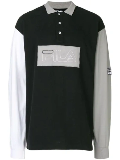 Shop Liam Hodges X Fila Logo Patch Polo Shirt In Black