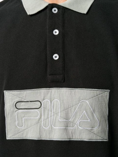 Shop Liam Hodges X Fila Logo Patch Polo Shirt In Black