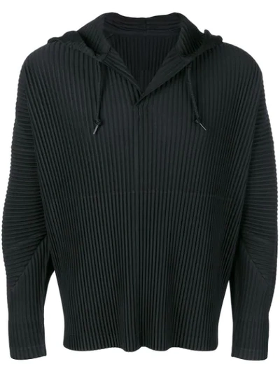 Shop Issey Miyake Hooded Sweatshirt In Black