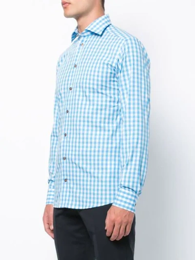 Shop Eton Gingham Button Shirt - Blue