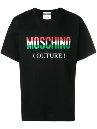 Shop Moschino Tricolour Printed Logo T In Black