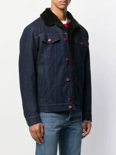 Shop Kiton Fitted Denim Jacket In Blue