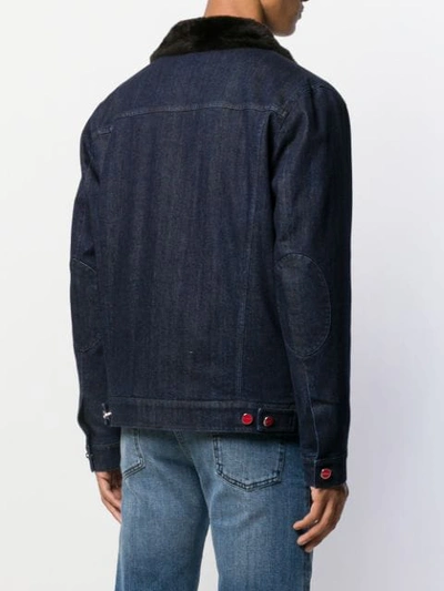 Shop Kiton Fitted Denim Jacket In Blue