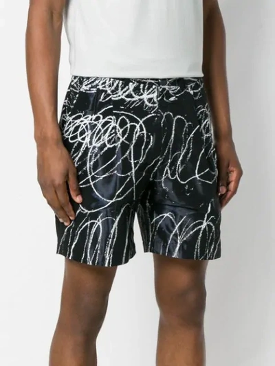 Shop Sankuanz Scribble Print Shorts In Black