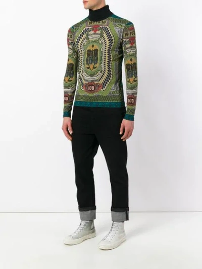 Pre-owned Jean Paul Gaultier Vintage 1994 Roll Neck 100 Dollar Sweater In Multicolour