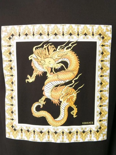 Shop Versace Dragon Print T-shirt In Black