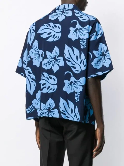 Shop Prada Floral Printed Shirt In Blue