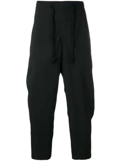Shop Ziggy Chen Cropped Drop Crotch Trousers In Black