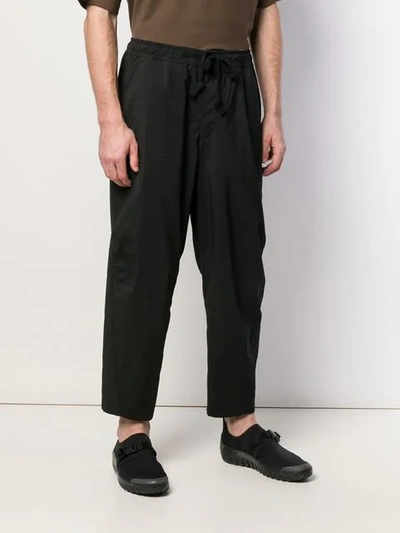Shop Ziggy Chen Cropped Drop Crotch Trousers In Black