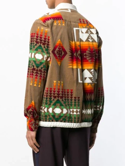 Shop Sacai Navajo-style Print Overshirt In Brown