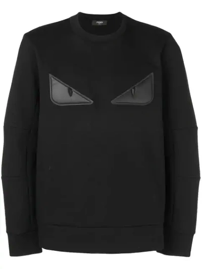 Shop Fendi Bag Bugs Eyes Sweatshirt In F0gme Black