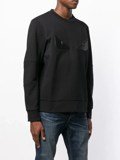 Shop Fendi Bag Bugs Eyes Sweatshirt In F0gme Black