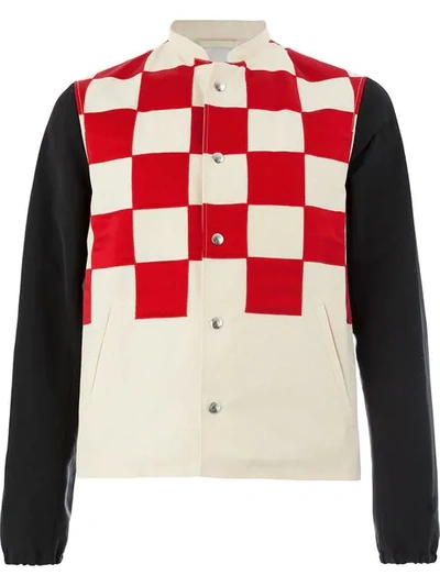 Shop Lanvin Checked Button Jacket In Red