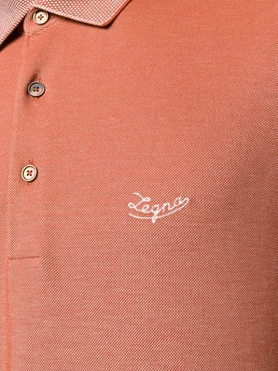 Shop Ermenegildo Zegna Logo Embroidered Polo Shirt In Brown