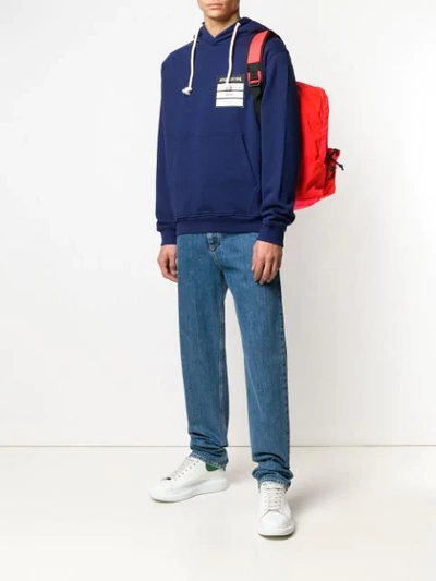 Shop Maison Margiela Logo Patch Hoodie In Blue