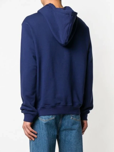 Shop Maison Margiela Logo Patch Hoodie In Blue