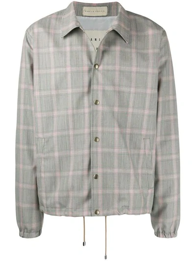 Shop Paura X Kappa Plaid Shirt Jacket In Grey