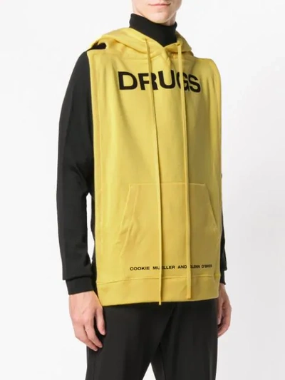 Shop Raf Simons Slogan Sleeveless Hoodie In Yellow