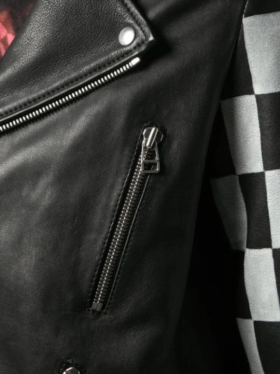 Shop Faith Connexion Contrasting Detail Biker Jacket In Black