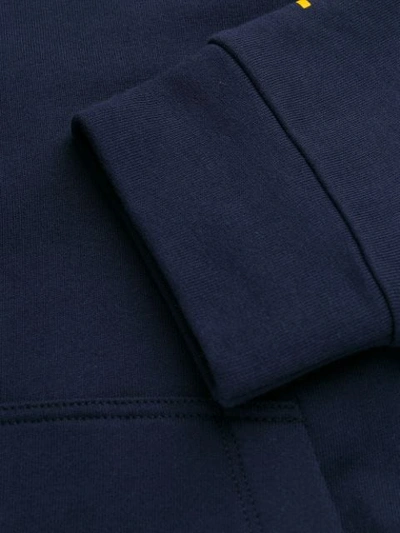 Shop Versace Logo Print Zip-front Hoodie In Blue