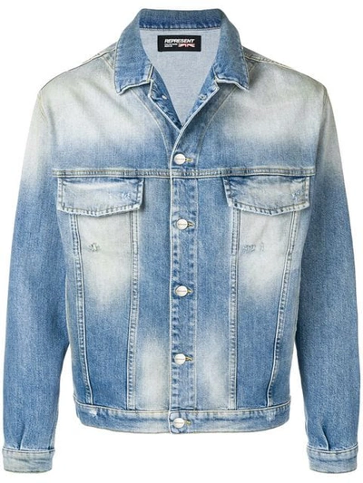 Shop Represent Washed Denim Jacket In Blue