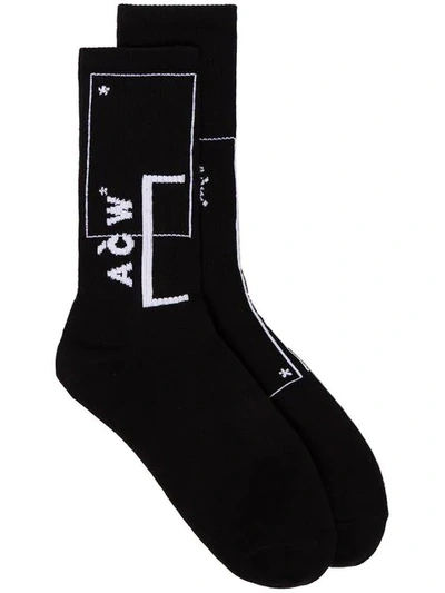 Shop A-cold-wall* Logo Intarsia Socks In Sc1 Black