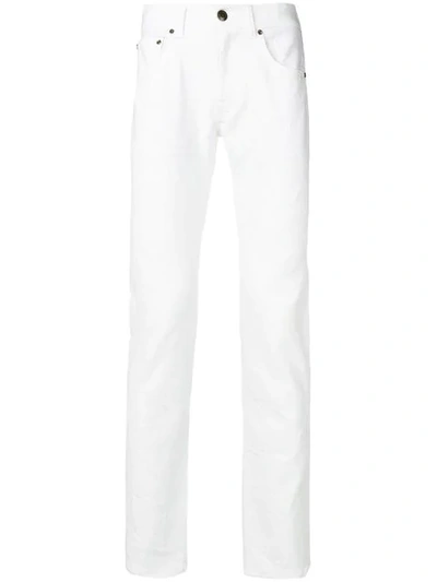 Shop Etro Slim Fit Trousers In White