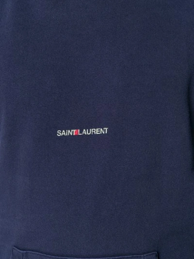 Shop Saint Laurent Logo Hooded Sweatshirt In Purple