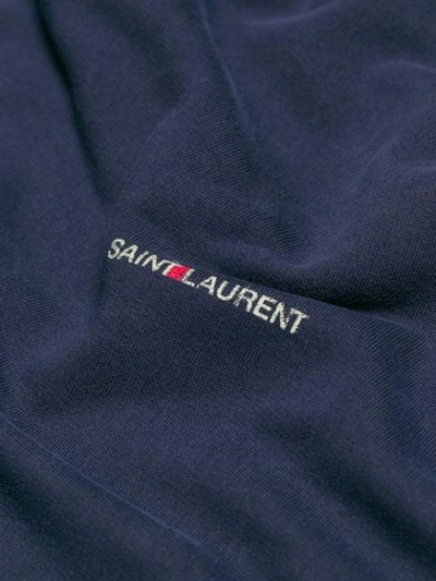 Shop Saint Laurent Logo Hooded Sweatshirt In Purple