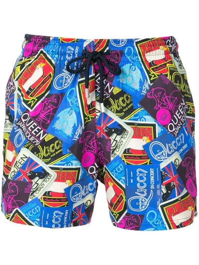 Shop Vilebrequin Queen Printed Swim Shorts In Blue