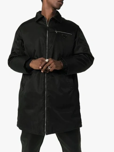 Shop Prada Zip-front Trench Coat In Black