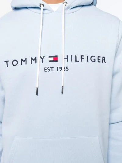 Tommy Hilfiger Embroidered Logo Hoodie In Blue | ModeSens