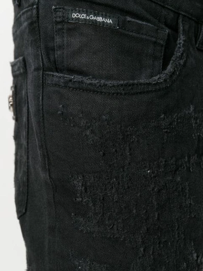 Shop Dolce & Gabbana Distressed Straight Leg Jeans In Black