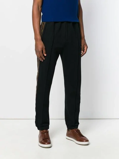 Shop Fendi Logo Stripe Cashmere In Black