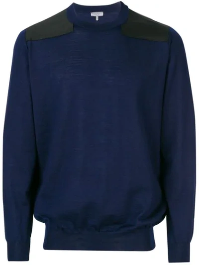Shop Lanvin Contrasting Shoulder Sweater In Blue