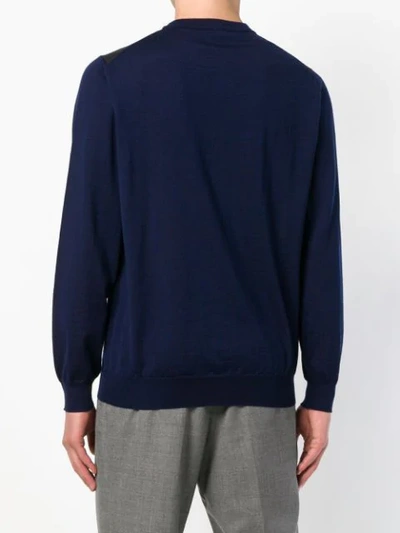 Shop Lanvin Contrasting Shoulder Sweater In Blue