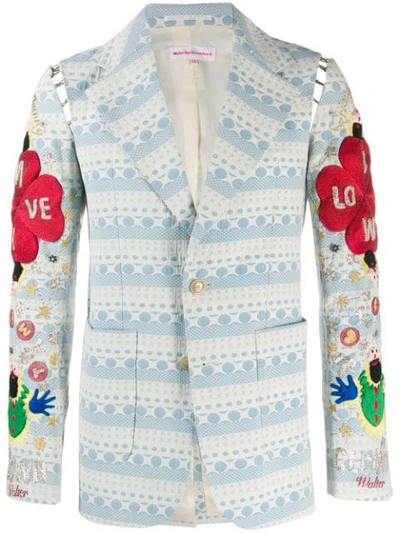 Pre-owned Walter Van Beirendonck 2008 Sexclown Embroidered Jacquard Blazer In Blue