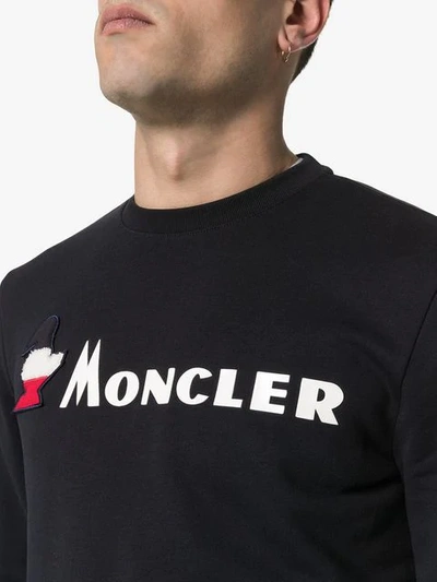 Shop Moncler Logo Print Sweatshirt In 778  Blue