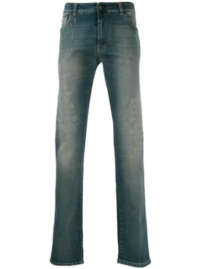 ETRO EMBROIDERED PANEL STRAIGHT JEANS - 蓝色