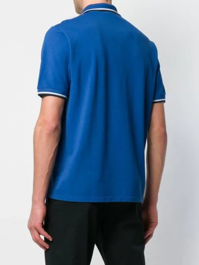 Shop Etro Striped Trim Polo Shirt In Blue