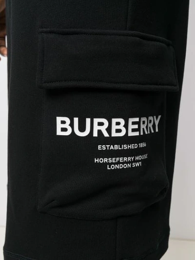 BURBERRY HORSEFERRY PRINT COTTON DRAWCORD SHORTS - 黑色