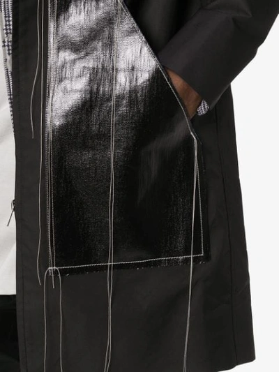 Shop Rick Owens Thread Detail Panelled Coat In Black